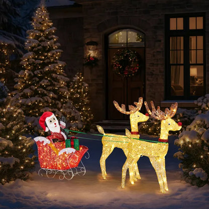 Lighted Reindeer Pulling Sleigh Christmas Decorations, Pre-lit Holiday Decor With270Warm White LEDfor Xmas Outdoor - view 3