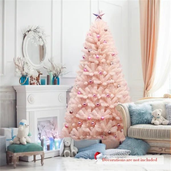 7ft Artificial Christmas Tree Hinged Full Fir Tree With Metal Stand - view 4