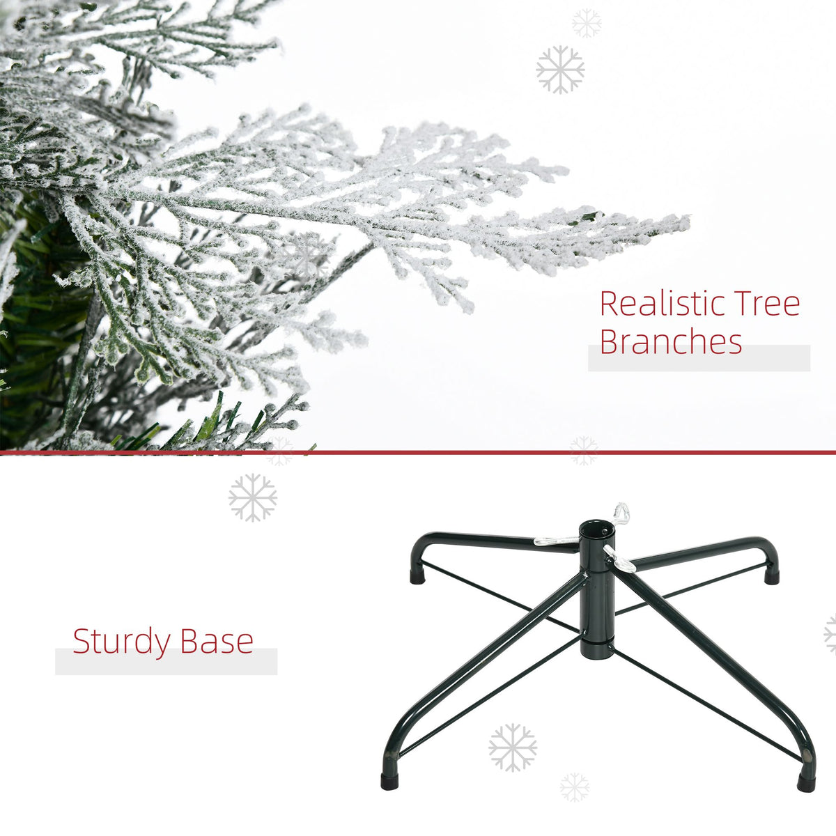 7.5 Feet Pencil Snow Flocked Artificial Christmas Tree With 880 Realistic Cypress Branches, Auto Open, Green - view 3