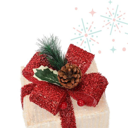 Box ABS Plastic Frame LED60 Light Warm White Light Three-Piece Set Onion Cloth Christmas Gift Box - view 6