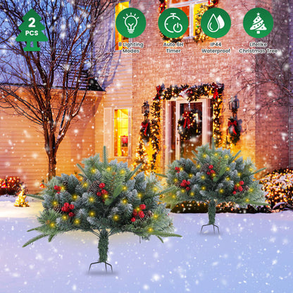 Lifelike Artificial Christmas Tree With 8 Lighting Modes, 50 Warm LEDs, Auto Timer & IP44 Waterproof