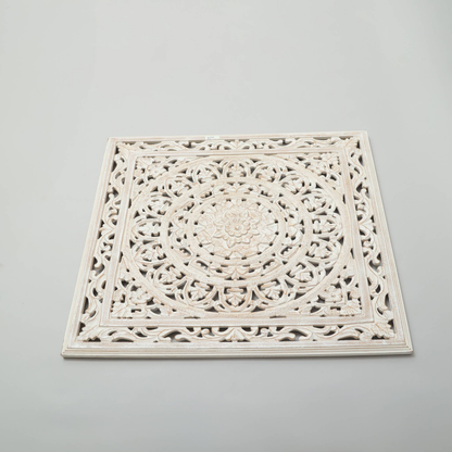 White Square Shape Handcrafted Wooden Wall Decor 36inchx36inch Elegant Home Accent - view 3