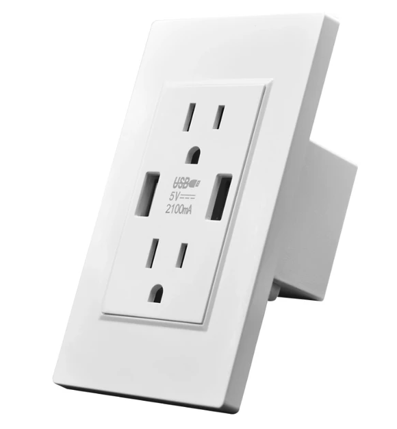 Dual USB Wall Outlet Port 15A Power Socket Charger AC Receptacle Plate Panel 110 - view 5