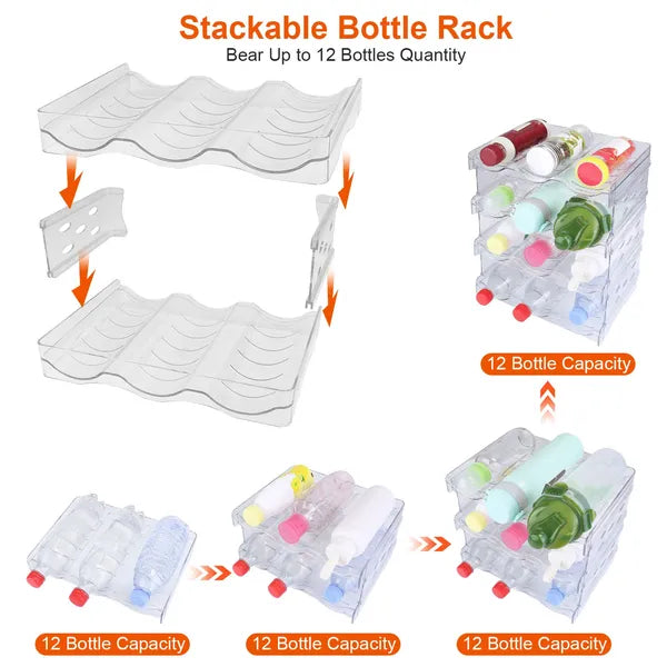 4 Tier Bottle Storage Holder 12 Bottles Transparent Stackable Bottle Organizer Standing Drink Holder Shelf For Kitchen - view 4