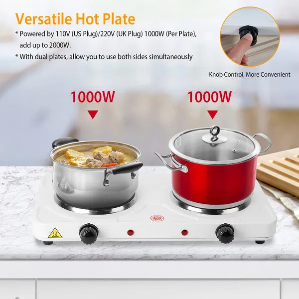 Cooking Electric Heating Plate, 2-burner Electric Stove, 2000 Watt Portable Electric Stove, Glass Stove, Easy To Clean - view 6