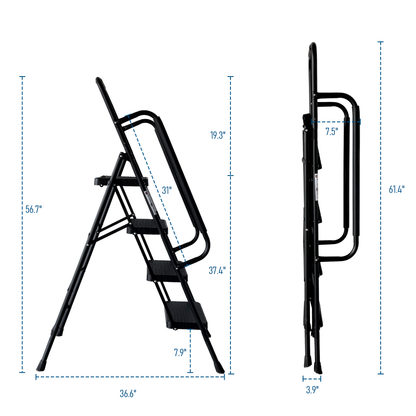 4 Step Ladder, Folding Step Stool With Wide Anti-Slip Pedal, Sturdy Steel Ladder, Convenient Handrail, Lightweight - view 6