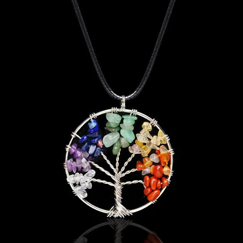 Tree of Life Pendant Necklace 7 Chakra Natural Gemstone Crystal Stones Healing - view 9