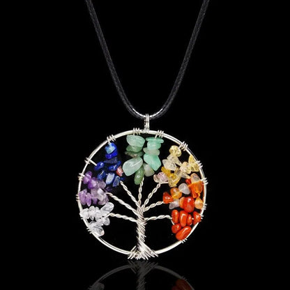 Tree of Life Pendant Necklace 7 Chakra Natural Gemstone Crystal Stones Healing - view 9