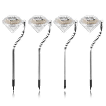 4Pcs Solar Garden Light Outdoor Diamond LED Light 7-Color Changing IP65 Waterproof Pathway Stake Decorative Lamp - view 9