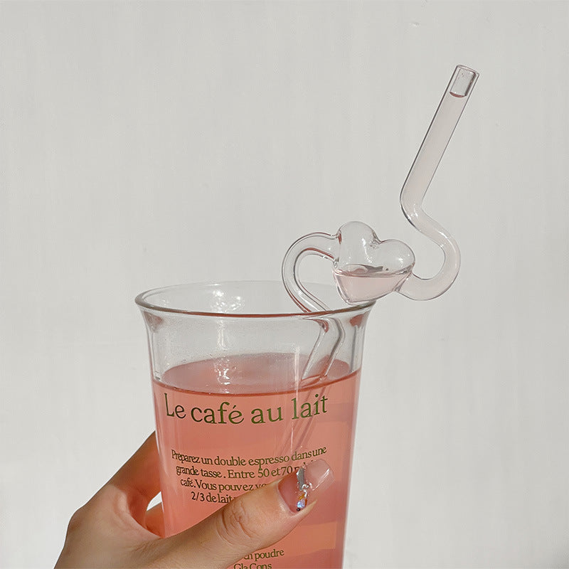 Love Heart Glass Straw Reusable High Borosilicate Glass Drinking Straws Bubble Tea Straws For Cocktails Bar Accessories - view 7