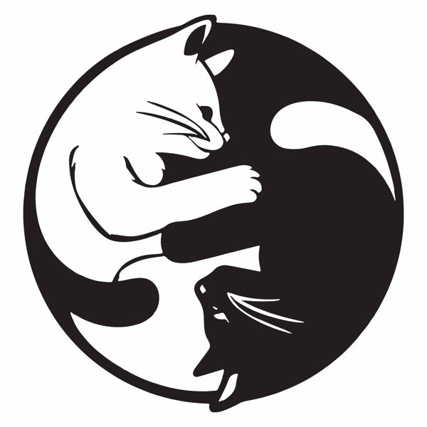 Yin Yang Cat Silhouette Aluminum Wall Art Zen Home Decor Holiday Gift