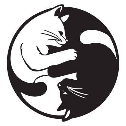Yin Yang Cat Silhouette Aluminum Wall Art Zen Home Decor Holiday Gift