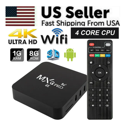 MXQ Pro 4K Ultra HD 64Bit Wifi Android 7.1 Quad Core Smart TV Box Media Player