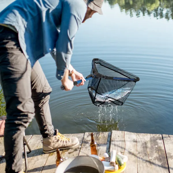 Foldable Fishing Net With Aluminum Alloy Rod EVA Handle Durable 5MM - view 3
