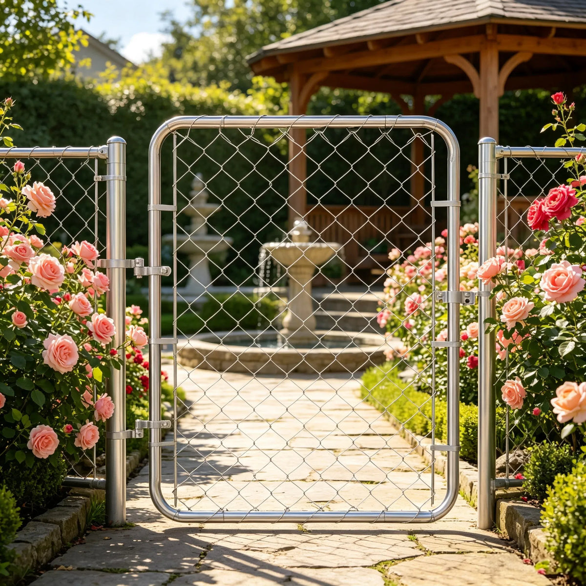 32 x 46 in Adjustable Chain Link Fence Gate, Fits 2-4 ft (W) x 4 ft (H) Openings, for Garden & Farm, Posts Not Included - view 6