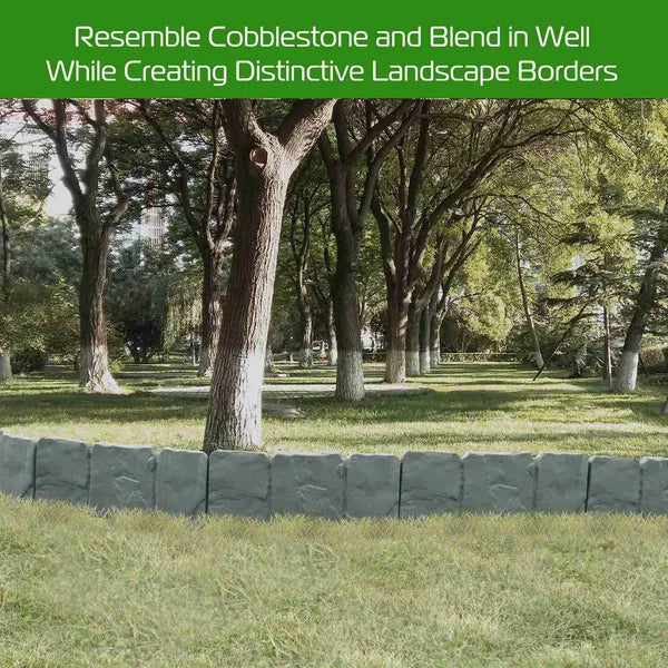 20 PCS Cobbled Stone Effect Plastic Garden Lawn Border Edging - view 5