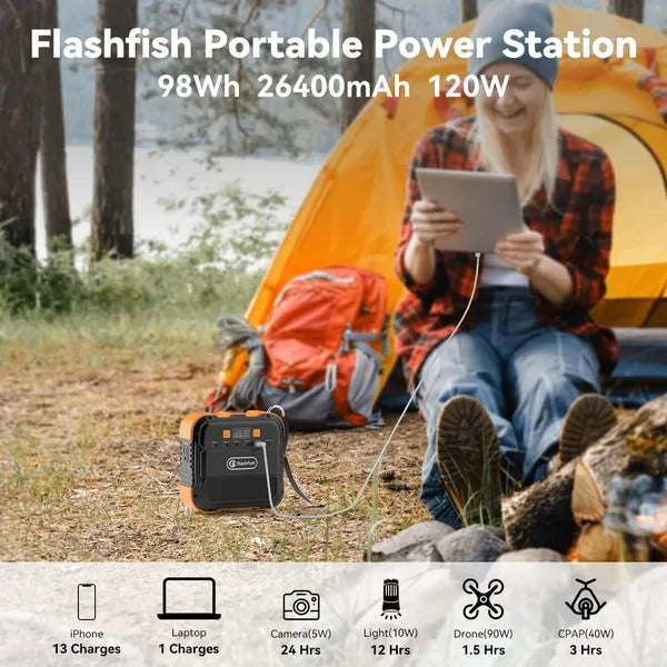 Flashfish 120W Portable Power Station, 98Wh/26400mAh Solar Generator Backup Power Battery Pack - view 4