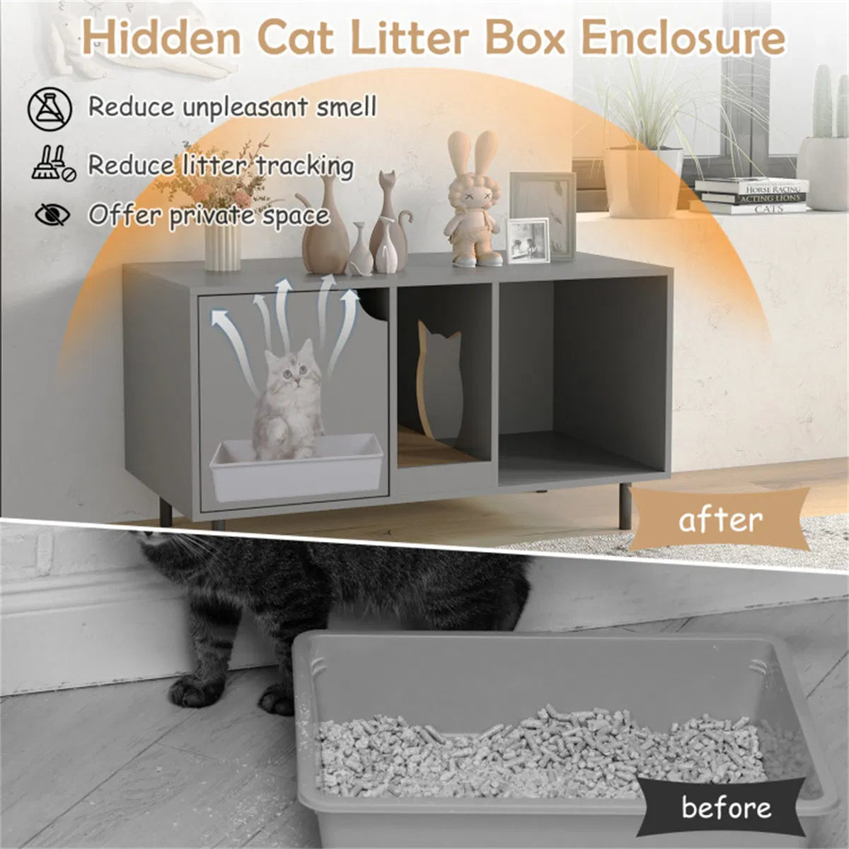 Gray Cat Litter Box Enclosure - view 7