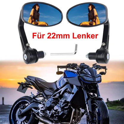 Motorcycle Handlebar End Mirror, Mirror, Rearview Mirror, CNC E-checked, 7/8", Black - view 5