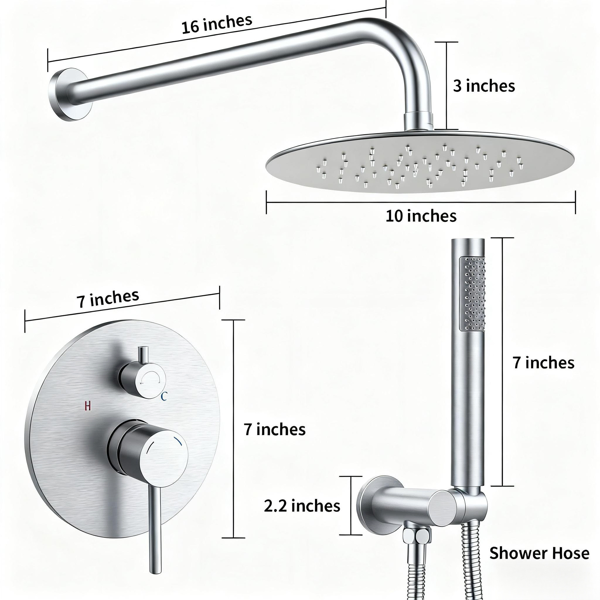 Shower System Shower Faucet Combo Set Wall Mounted With 10" Rainfall Shower Head And Handheld Shower Faucet - view 4