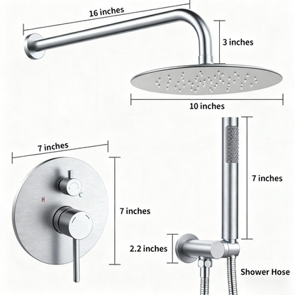 Shower System Shower Faucet Combo Set Wall Mounted With 10" Rainfall Shower Head And Handheld Shower Faucet - view 4