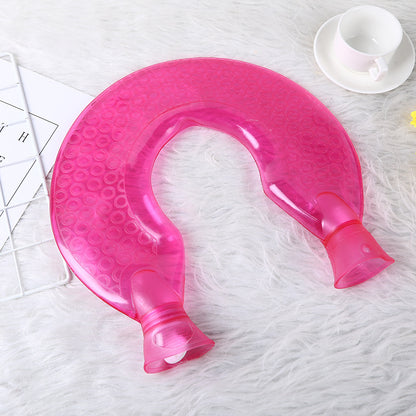 LU-shaped Wide Mouth Knob Hot Water Bottle Mini Transparent PVC Hot Water Bottle - view 3