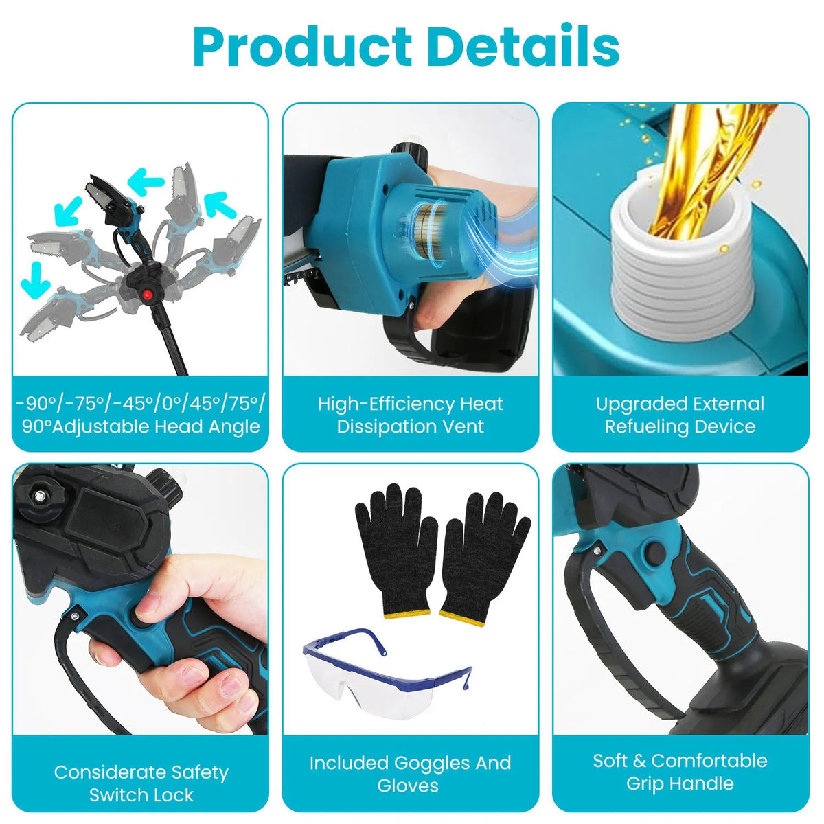 4-in-1 Pole Pruning Shears, Electric Pruning Shears & Pole Saws For Tree Trimming With 7 Adjustable Head Angles - view 3