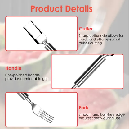 5Pcs 2 In 1 Watermelon Cutter Slicer Fork Stainless Steel Dual Head Watermelon Fruit Cutting - view 3