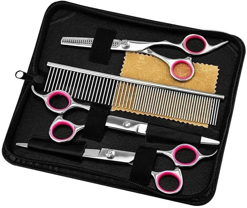 Pet Dog Grooming Scissors Stainless Straight Curved Thinning Shears Trimmer Kits - view 7