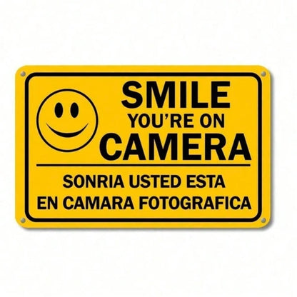 Home Security Camera Warning Sign Bilingual Property Surveillance Metal Sign