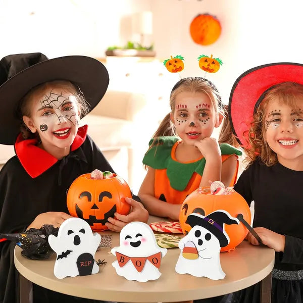 Cute Ghost Halloween Decorations Indoor, Wooden Tiered Tray Decor Table Sign Set Of 3 - view 3