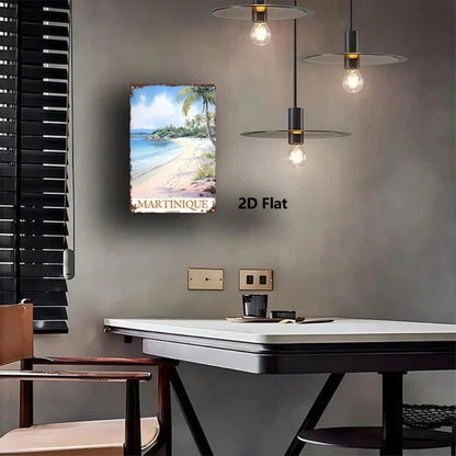 1pc 8x12 Inch Martinique Tropical Beach Metal Sign, Vintage Retro Tin Plaque Wall Art - view 3