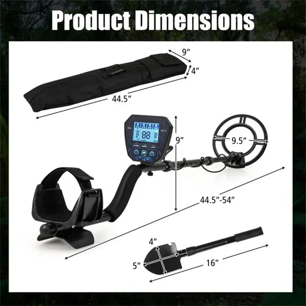Black Metal Detector, IP67 Waterproof Coil & 4 Detection Modes, 10" Max Detection Depth - view 2