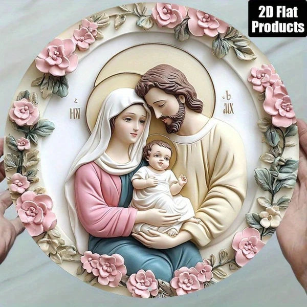 2D Flat Wooden Sign Wall Decor, Sign Wall Decor, Decor, 8x8 Inch Vintage Family Themed Round Plaque - view 5
