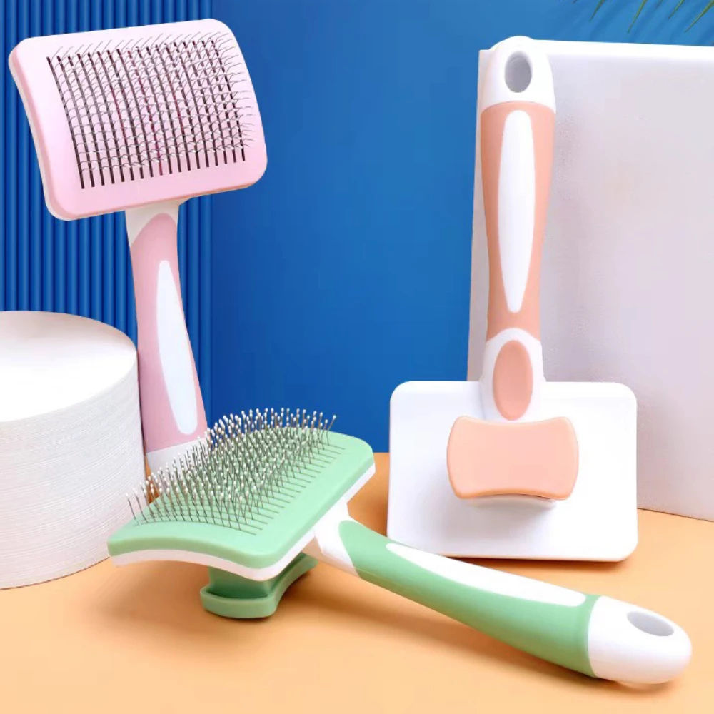 Self Cleaning Slicker Brush For Dogs, Cats Pets-One Click Cleaning Function-Gentle Effective Cat