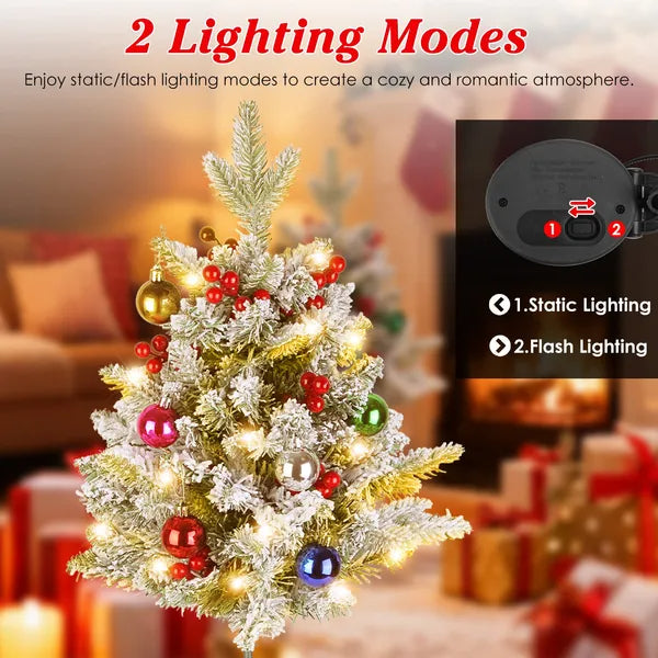 2Pcs Solar Powered Lighted Christmas Tree Urn Filler With Light Artificial Xmas Trees Light With Berries Decor Balls - view 4