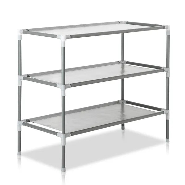 Simple Assembly 3 Tiers Non-woven Fabric Shoe Rack Gray - view 3
