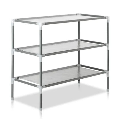 Simple Assembly 3 Tiers Non-woven Fabric Shoe Rack Gray - view 3