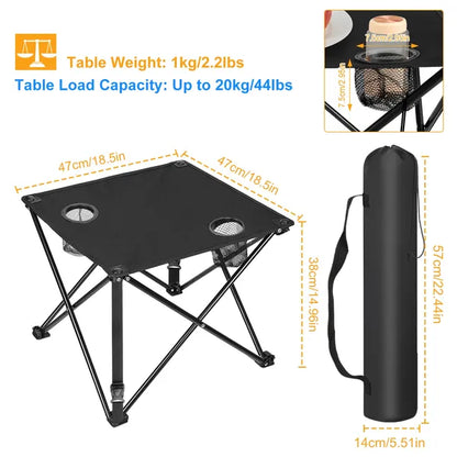 1Pc-2Pcs Options - Foldable Camping Table Portable Picnic Table Lightweight Travel Desk With 2 Cup Holders Carrying Bag - view 4