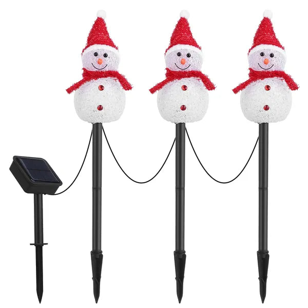 1Pc Solar Powered Lamp 3 Snowmen Outdoor Decorative Christmas Lamp Garden Stake Light IP55 Waterproof Santa Landscape - view 7