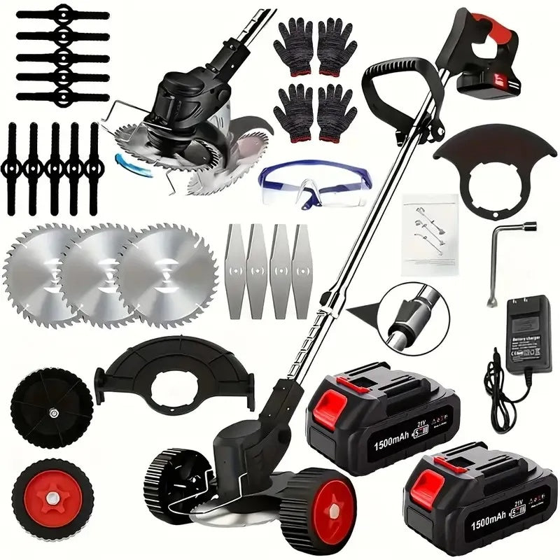 Cordless Electric Weed Wacker Portable Grass Trimmer With 3 Blade Types And 2 High Capacity Batteries Powerful Lawn