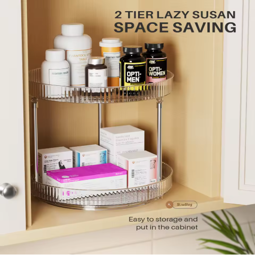 Pack Of 2 Double-layer Turntable Rotating Spice Rack Organization Spinning Organizer - view 3