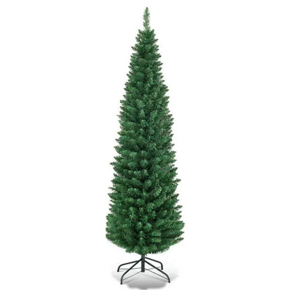 5ft Slim Pencil Christmas Tree - Space-Saving Design For Small Corners, 220 Realistic PVC Branches With Flocked Finish - view 4