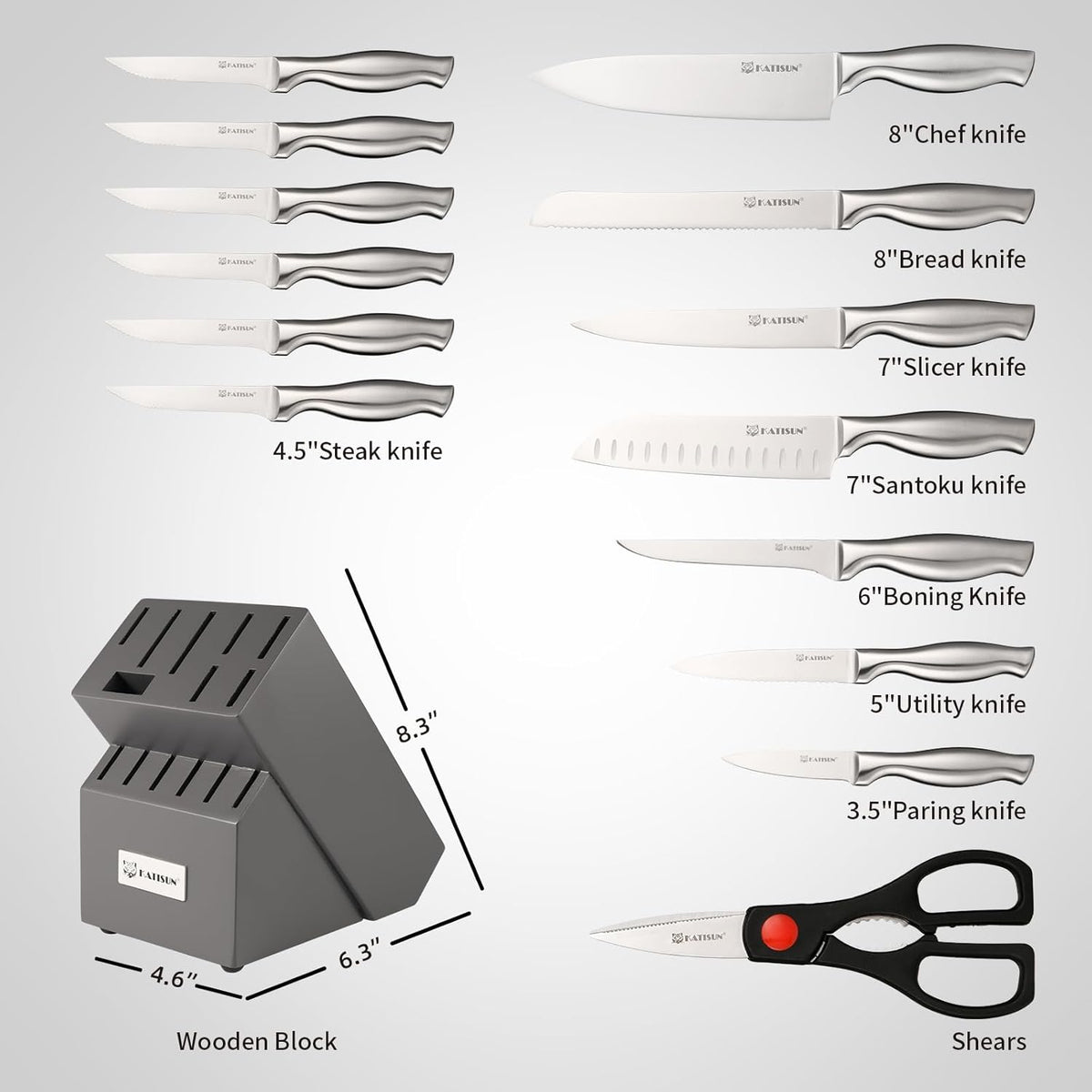 Kitchen Knife Set, 15 Pieces Knife Set With Block, Knives Set For Kitchen - view 3