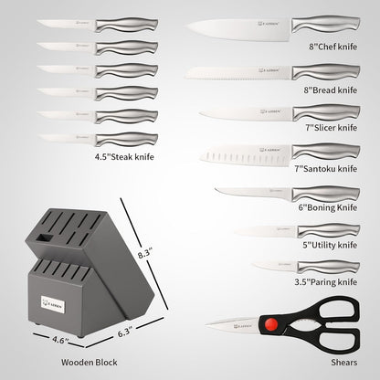 Kitchen Knife Set, 15 Pieces Knife Set With Block, Knives Set For Kitchen - view 3