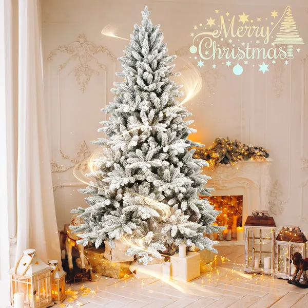 7FT Unlit Christmas Tree, Hinged Artificial Trees 1514 Premium PVC Branches - view 2