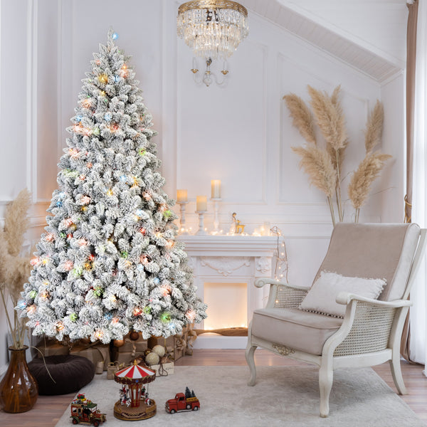 Artificial 6ft Flocked Christmas Tree With 888 PVC Branch Tips, Pine Conex35pcs, 350L Colorful Led - view 7
