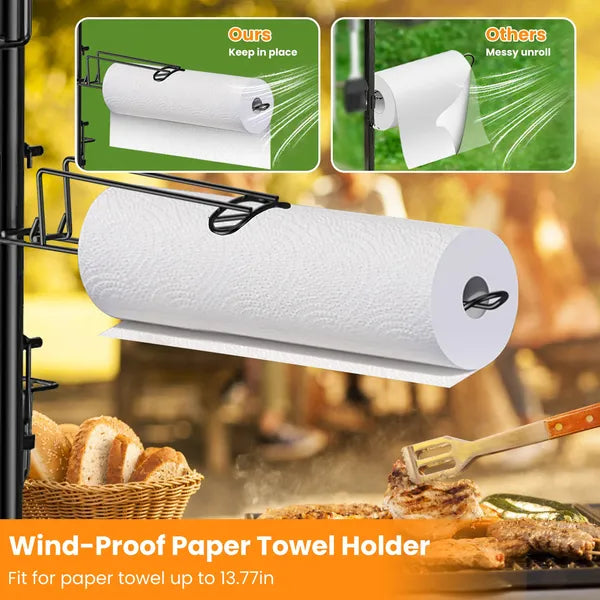 Griddle Caddy Standing Grill Utensil Caddy With Paper Towel Holder Hook Baskets BBQ Accessories Storage Rack Vertical - view 2