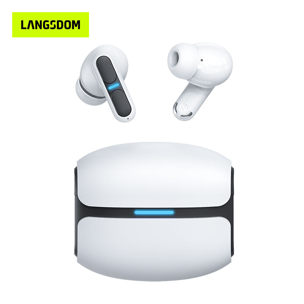 Langsdom Gaming Headset Bluetooth Earphone With Mic Bass Audio Stereo HiFi TWS True Wireless Earbuds Sports LED