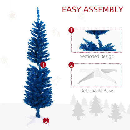 5ft Pencil Christmas Trees, Skinny Artificial Christmas Tree For Xmas Holiday Decor, Deep Blue - view 3